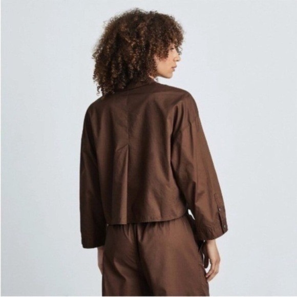 Everlane Shirt Womens Brown Chestnut Cotton Button Front XXS Minimalist NWT - Picture 3 of 13